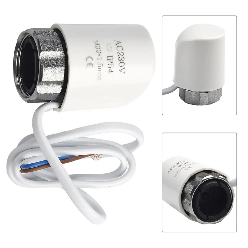 1PCS AC230V Electric Thermal Actuator Valve Compatible With Programmable Controller Easy Control Adjustable White M30x1.5mm