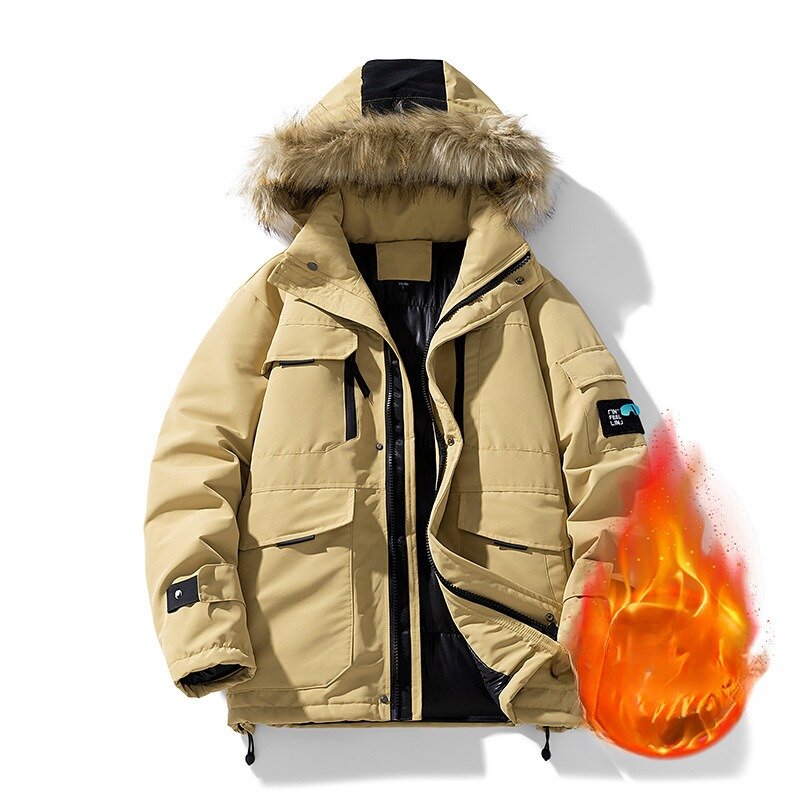 Парка мужская зимняя с капюшоном, утепленная свободная Водонепроницаемая ветровка, Повседневная Длинная куртка, верхняя одежда
