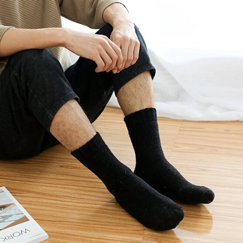 5Pairs/Lot Ultra-thick Wool Socks Men Warm Winter Cashmere Cotton Long Socks Snow Boots Floor Thicken Thermal Sock 5 Styles