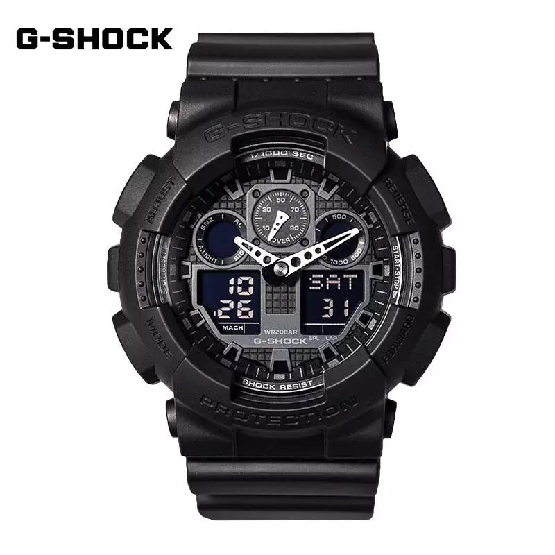 นาฬิกา GA100 G-SHOCK สำหรับใหม่ผู้ชายนาฬิกาผู้ชายแฟชั่นลำลอง, นาฬิกาควอตซ์แสดงผลคู่ LED กันกระแทก