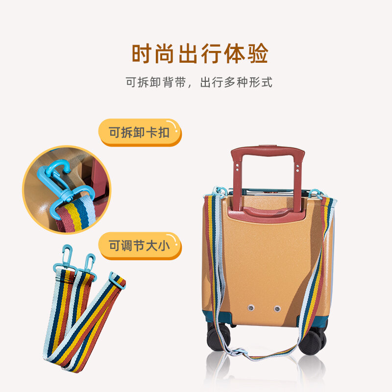 Valise transparente pour enfants, valise à roulettes pour enfants, dessin animé mignon, boîte de voyage, cabine à bagages d'embarquement, 14 po, 20 po