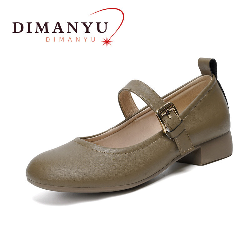 DIMANYU Ladies Mary Jane Shoes Non-slip 2024 new Genuine Leather Girls Shoes Fashion Dress Shoes For Women