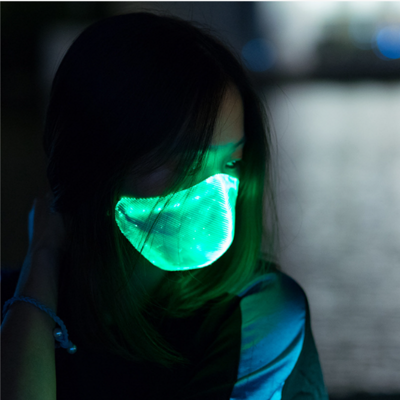 Świecąca maska maska LED maska koncertowa klubu nocnego Disco główna ulica maska z tkaniny światłowodowej 마스크 قنام маска
