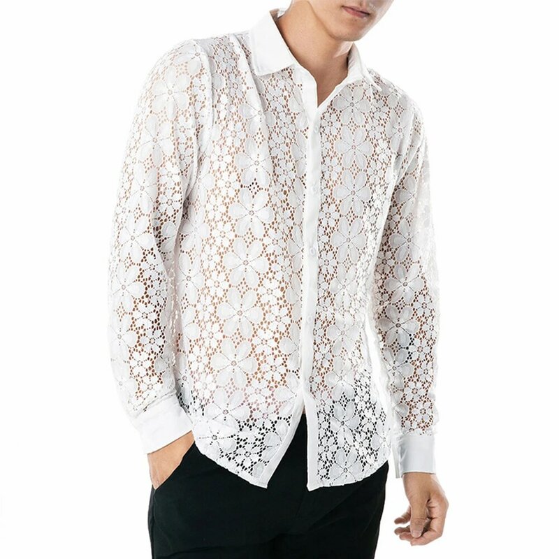 Herren hemd Hemd Button-Down-Kragen Langarm Polyester sexy einfarbig vier Jahreszeiten Mode heiß stilvoll