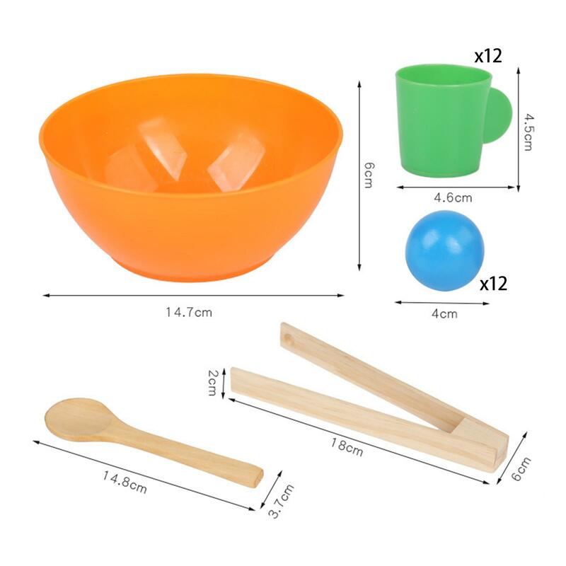 ของขวัญวันวาเลนไทน์ลูกบอลสีรุ้งในถ้วยของเล่น Montessori เกมคัดแยกสี