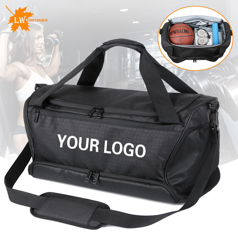 Bolsa de gimnasio de gran capacidad para mujer, bolsa de Yoga impermeable, bolsa deportiva portátil, bolsa de fin de semana, bolsa de equipaje personalizada con estampado de logotipo