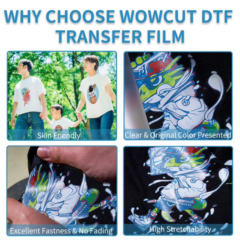 WOWOCUT DTF نقل مسحوق فيلم التسامي DTF 200G مسحوق أبيض و A4 30 قطعة DTF فيلم قبل المعالجة الحديد على نقل ورقة النسيج