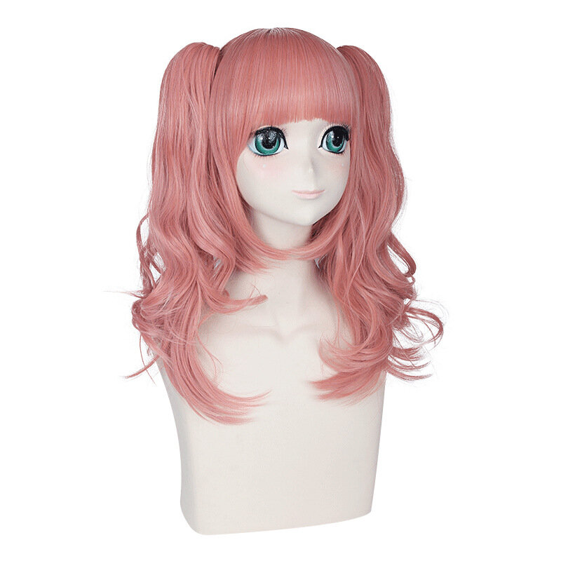 Parrucca rosa con 2 code di cavallo parrucca Cosplay Anime Sythetic Party fibra resistente al calore regalo di compleanno capelli per ragazze