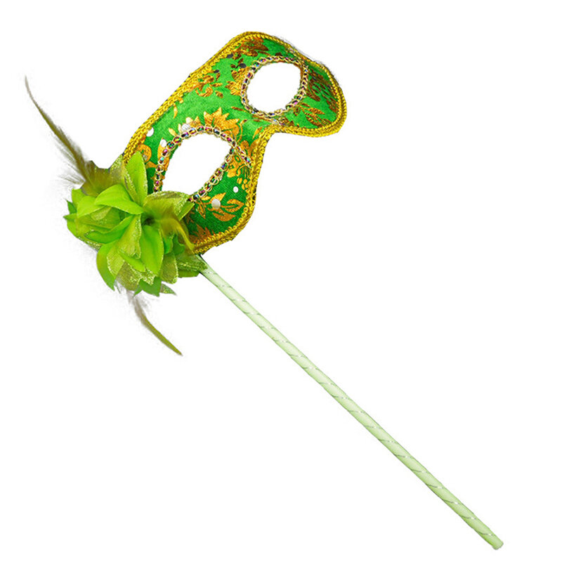 Masker Topeng Topeng Venetian Pada Tongkat Halloween untuk Pesta Prom Pesta Fantasi Ungu