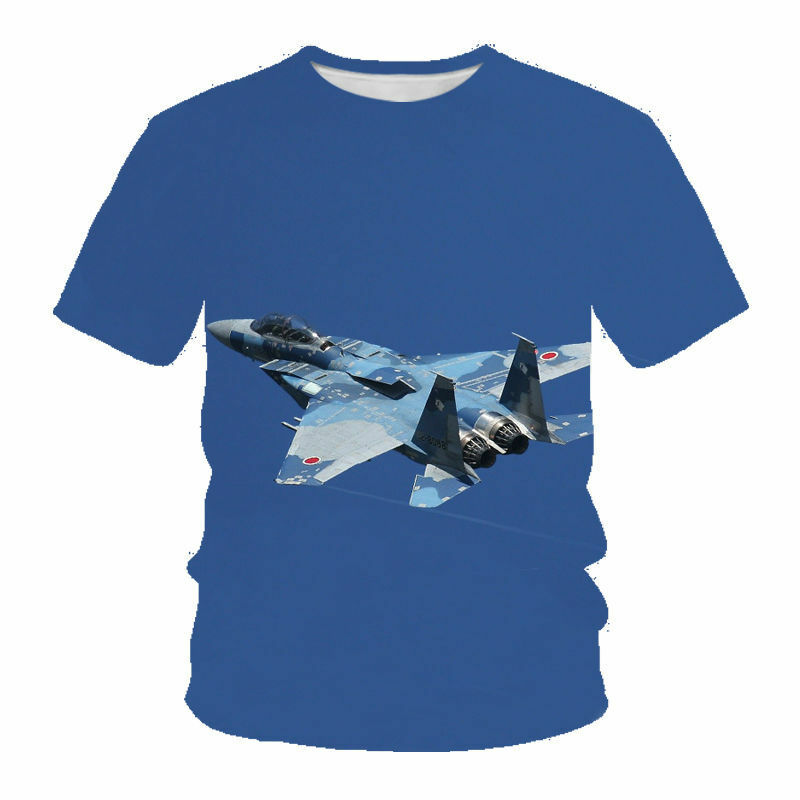 Camisetas con estampado 3D Kawaii para niños y niñas, camiseta de combate de avión de verano, camiseta informal de moda, Camiseta de cuello redondo, ropa para niños