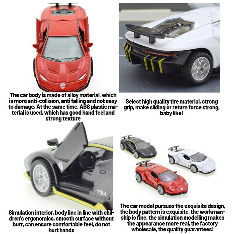 Kinder Mini-Legierung Auto Modell Spielzeug, simuliertes Auto mit zu öffnender Tür, Pull-Back-Geländewagen Ornamente