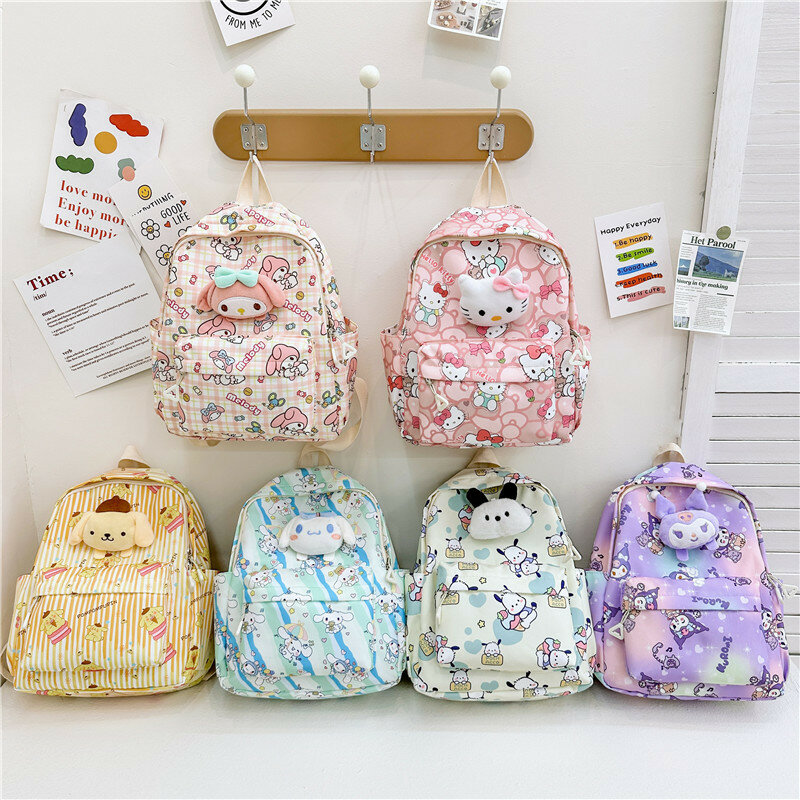 Bolsa escolar Hello Kitty infantil, bolsa fofa de desenho animado de grande capacidade, mochila infantil para meninos e meninas, Coréia, nova, primavera, 2022