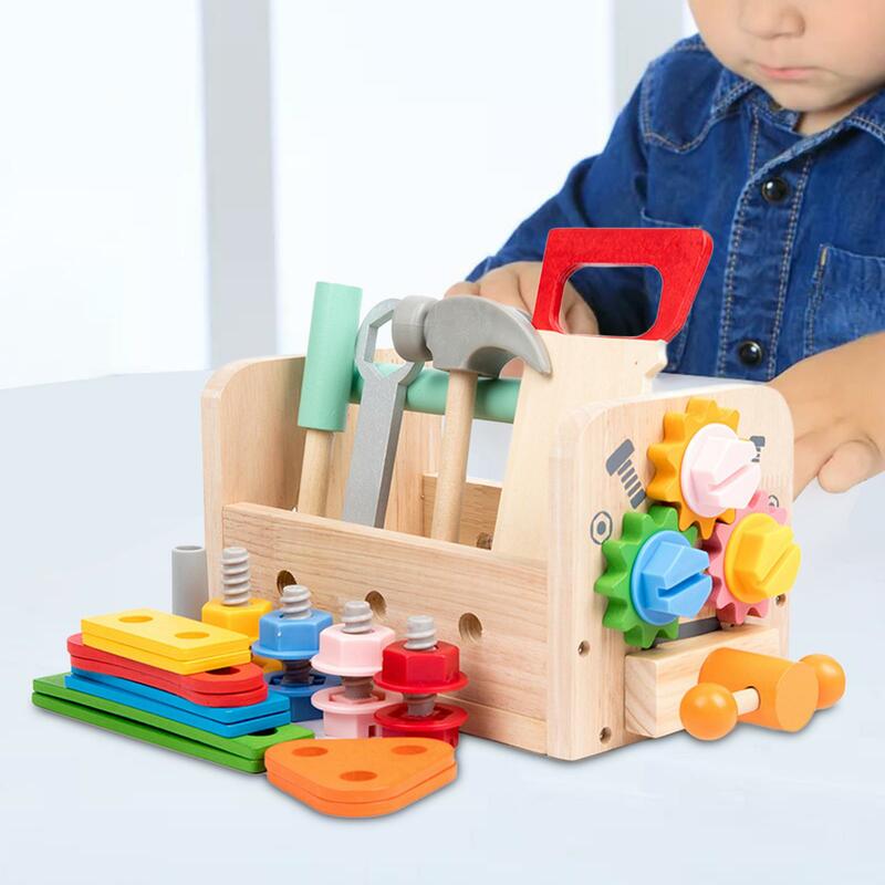 Wooden Toddlers Tool Set Model Building Tool Kits for Preschool Children