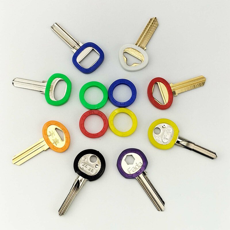 5pcs Key Caps Covers Rings Keys Identifier Coding Tags PVC Sleeve for Office House Apartment