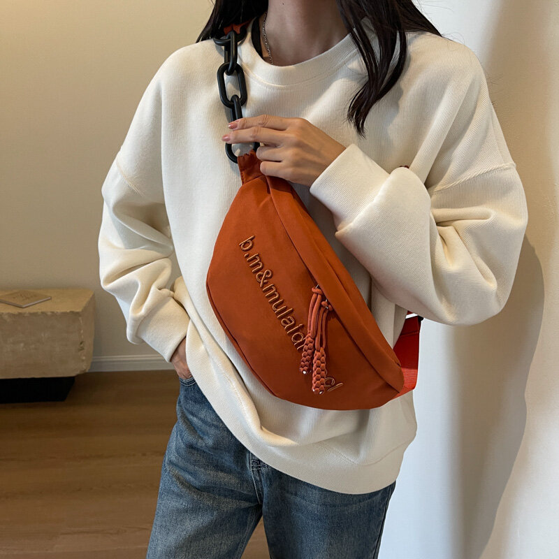Вместительная женская нагрудная сумка, модные поясные сумочки в Корейском стиле, трендовые женские сумки через плечо с полумесяцем, забавная сумка для женщин