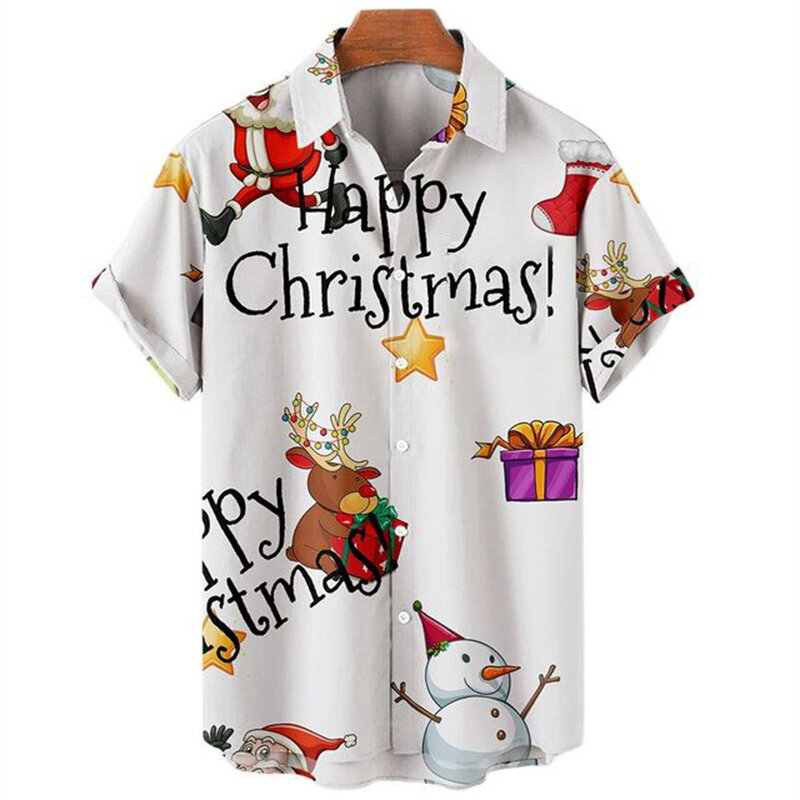男性と女性のためのユーモラスなTシャツ,半袖,ビーチウェア,3Dプリントのクリスマスブラウス,夏のコレクション