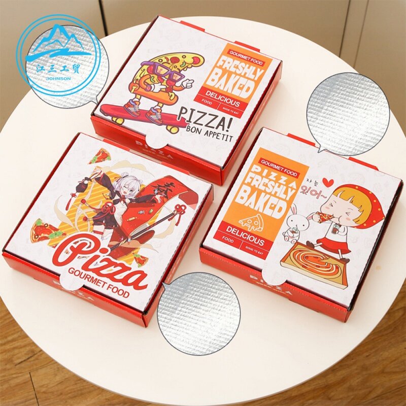 Op Maat Gemaakte Productwitte Kraft Pizzadoos Op Maat Gemaakte Logo Bedrukt Lege Golfkartonnen Doos Voor Pizza