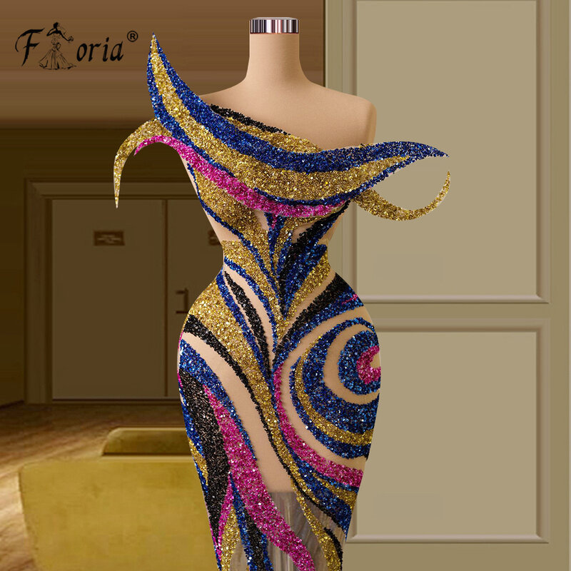 Luxury Handmade Beaded Crystal Formal Evening Dresses Mermaid Multi Colors Sequins Celebrity Party Gowns Pageant Ceremony Dress