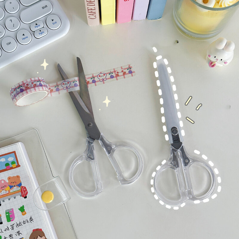 1pc INS Simplicity Handle Stationery Scissors Home Furnishing Soft Decor Journal Students Cutting Tools Office School Supplies