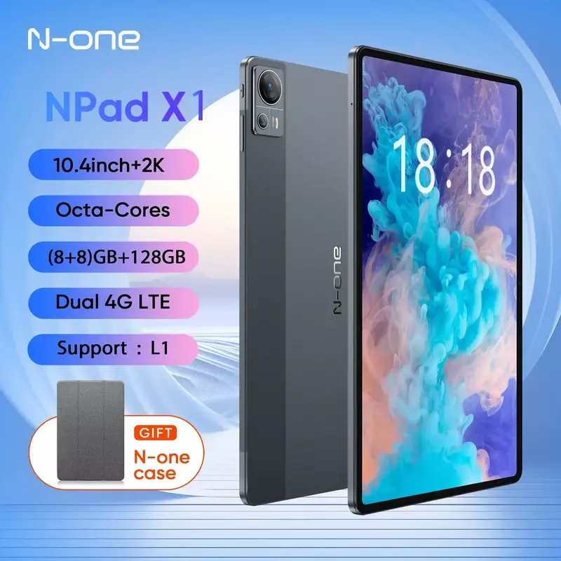 N-one NPad-Tablette PC (8 ++ 8) Go RAM 128 Go, Android 13, 2000x1200 FHD MTK G99, 8 + 20MP + 2MPCamera, 18W PD Fast Charge