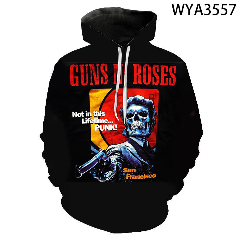 New Hoodies Guns N Roses Men Women Children Sweatshirts 3D Printed Boy Girl Kids Streetwear Fashion Pullover Casual Hooded Coat