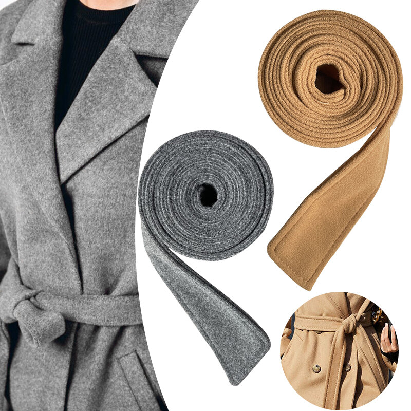 Gabardina con cinturón de lana de imitación para mujer, cinturón ancho decorativo con cinturón de doble cara, chaqueta de abrigo, corbata Unisex