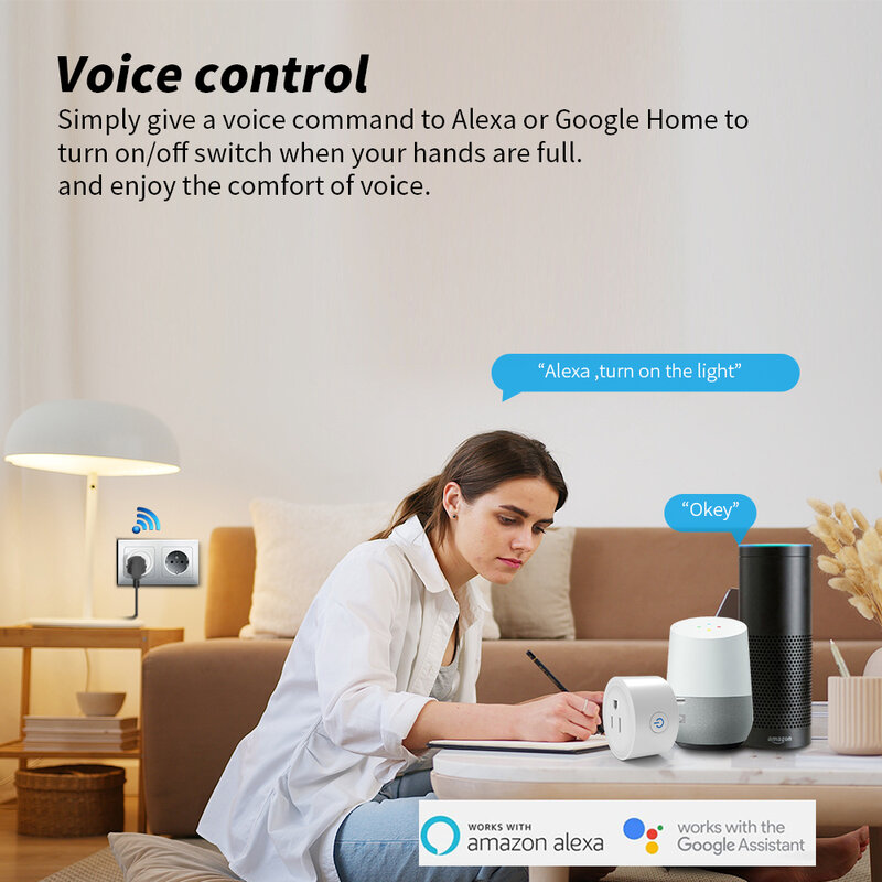 WGHINE WiFi Smart Socket US Plug 16A Cozylife APP telecomando bidirezionale e Alexa Google Home Control Timer