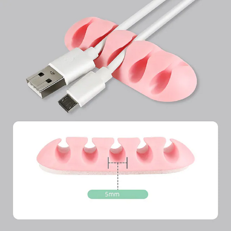 1pc 5 in 1 USB-Datenkabel halter Ladegerät halter Desktop fester Karten halter Silikon Datenkabel Maus kabel selbst klebende Stärke