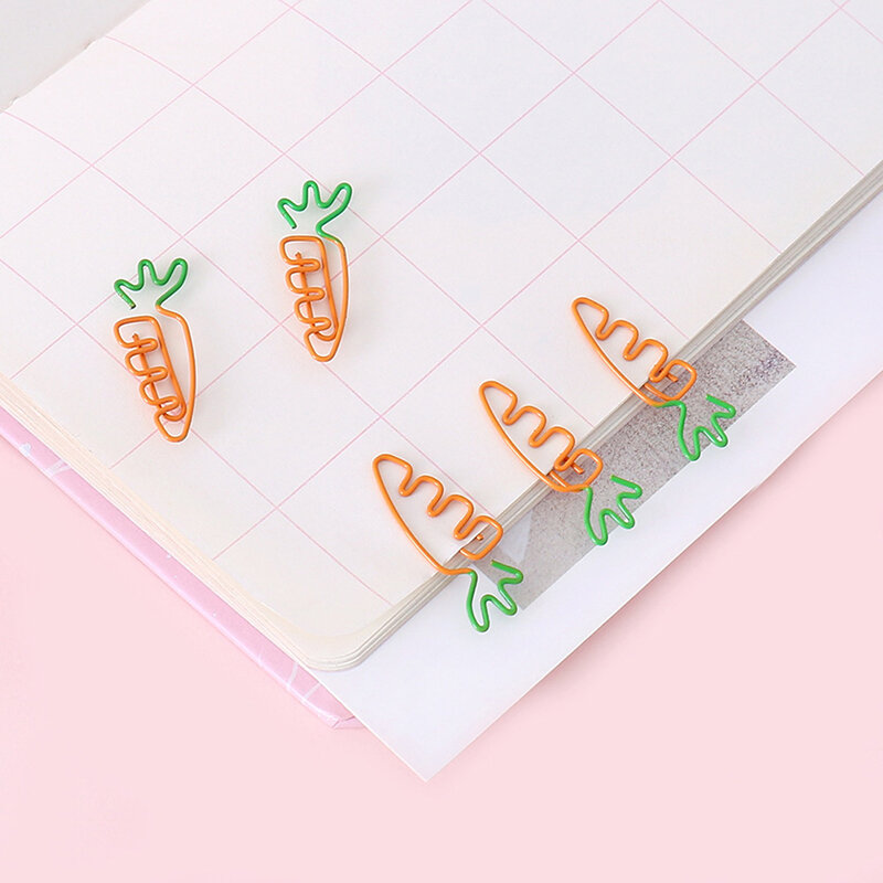 1Set klip kertas pembatas buku wortel lucu buah warna-warni kreatif perlengkapan kantor sekolah bahan logam hadiah alat tulis