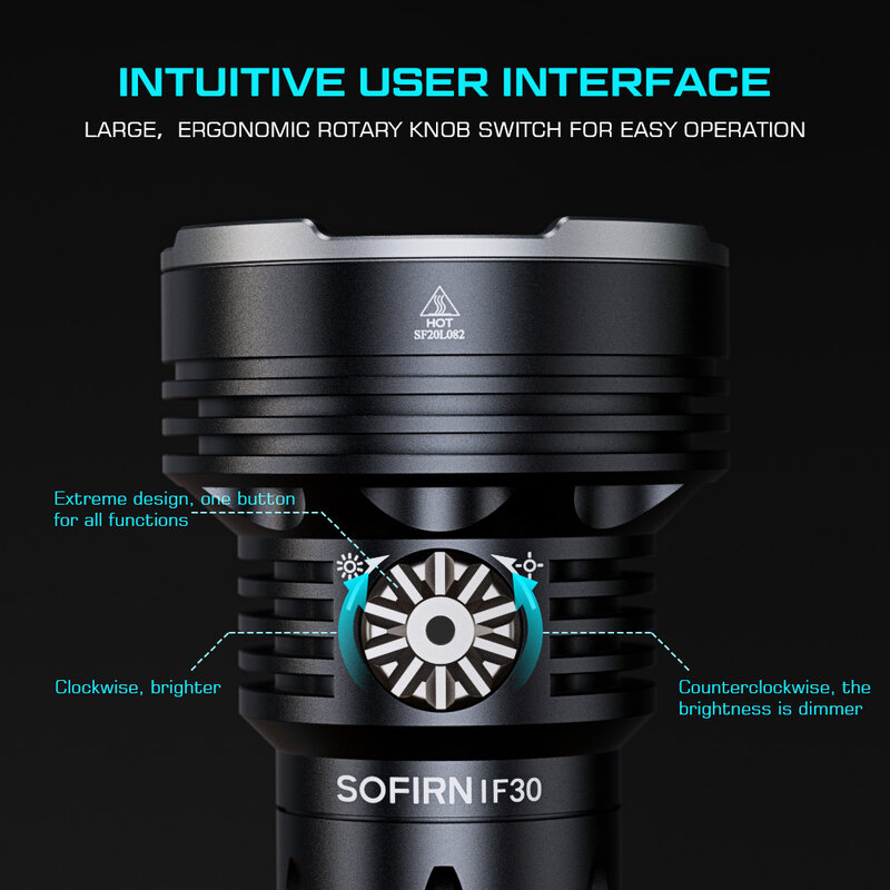 Sofirn-مصباح LED قوي مع USB C ، الشعلة القابلة لإعادة الشحن ، ضوء التخييم في الهواء الطلق ، 1200lm ، بطارية 32650 ، IF30 لومينوس ، SFT40