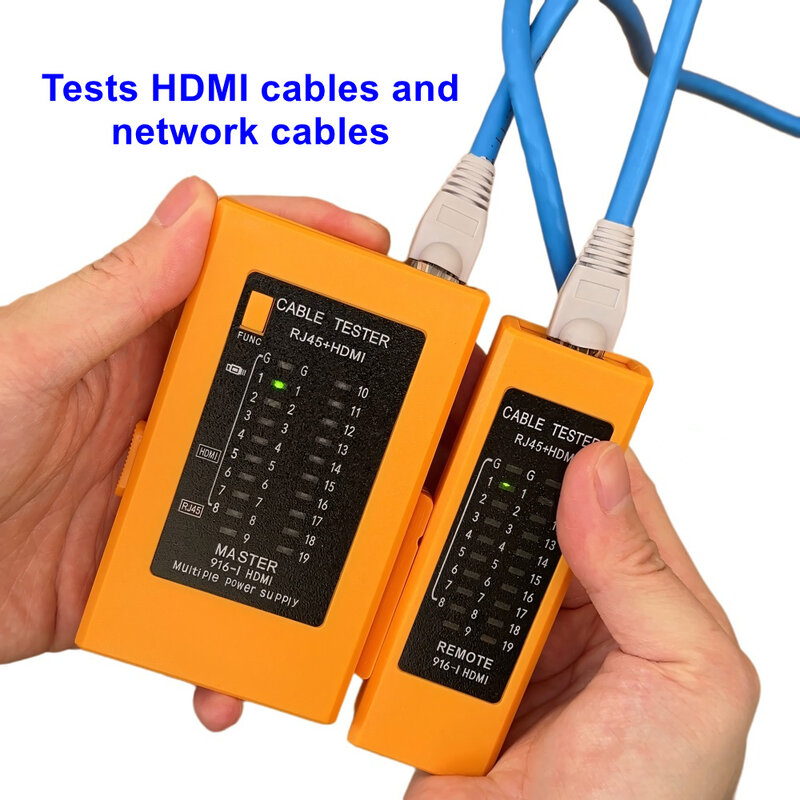 Testador de Cabo HDMI e Testador de Cabo de Rede - Dispositivo de Teste Multifuncional para Monitor HD e Conectividade Ethernet