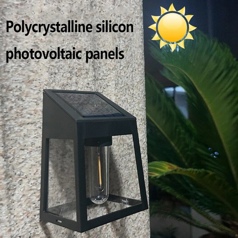 Luces solares de pared Led, bombilla de filamento de tungsteno, impermeable, inducción humana, 3 modos, para exteriores, valla, patio