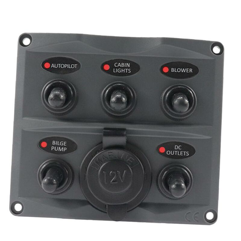 5 Gang & 1 Power Socket Toggle Switch Panel Grey Splash Pre- Wired With Fuses