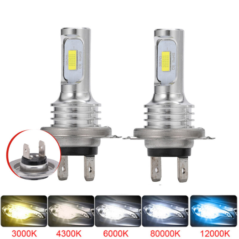 Bombillas LED antiniebla para conducción de coche, lámpara de 12V, Mini H7 H4 880 881 H1 H11 H8 HB4 HB3 9005 9006 3000, 6000K 8000K 3570 CSP, 2 piezas