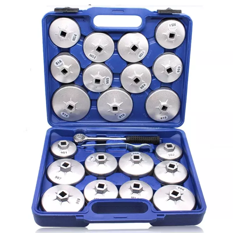 23 Stks/set Oliefilter Cap Removal Wrench Socket Set Ratelsleutel Cup Type Met Draagbare Opslag Case Auto Accessoires