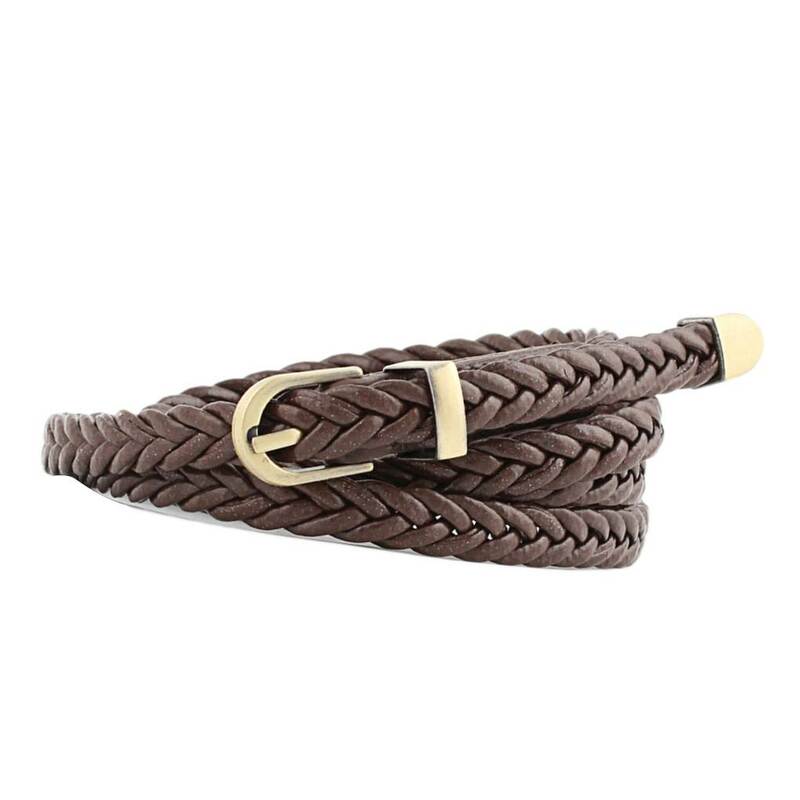Women Braided Candy Color PU Leather Narrow Thin Buckle Belt Party Dress Decorative Waistband Ladies Jeans Waist Band
