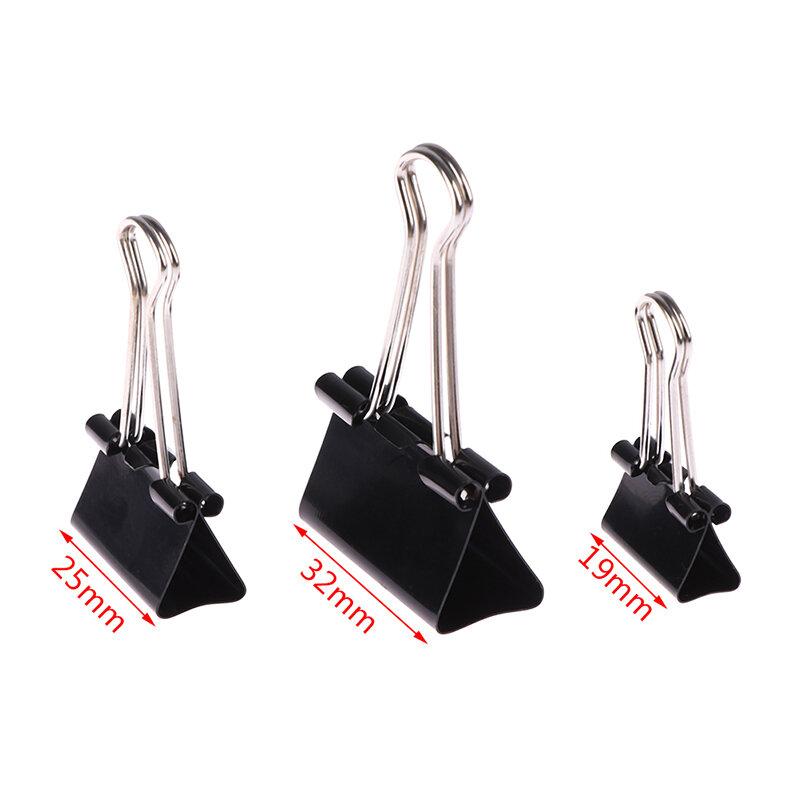 19mm/ 25mm/ 32mm 10pcs/lot Black Metal Binder Clips  Notes Letter Paper Clip Office Supplies Binding Securing Clips