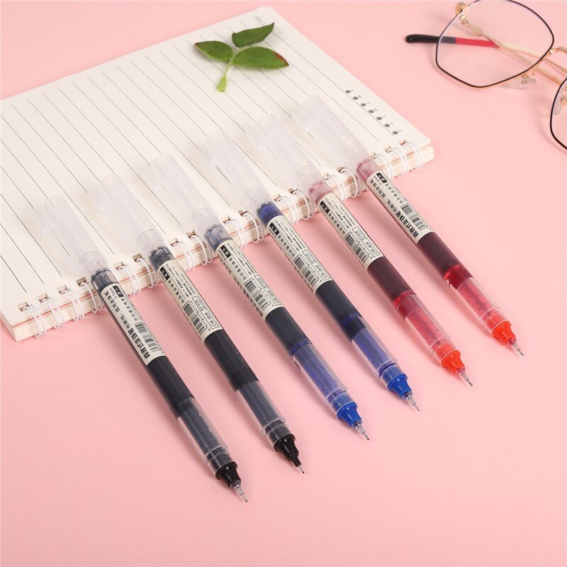 1pcs straight liquid type large capacity gel pens 0.5mm full needle head waterborne marke for students stationery supplies
