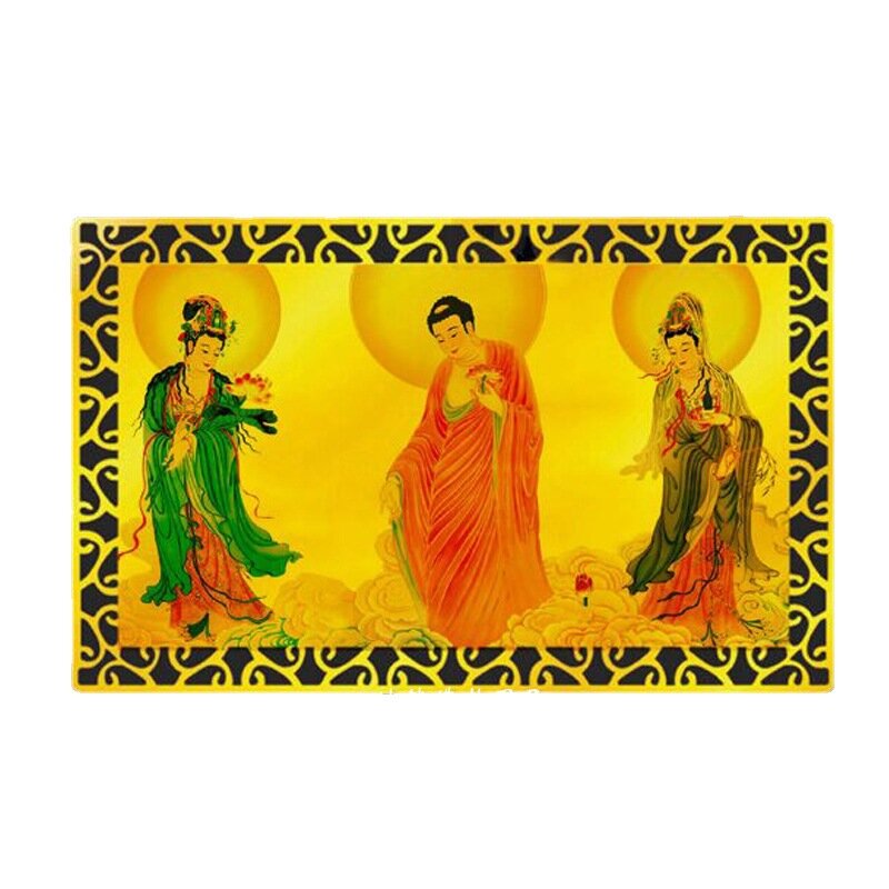 the Three Saints of the Metal Card Avalokitesvara Grand Trend to Buddha Statue Nanwu Amitabha f Alloy Double Sided Gold Card