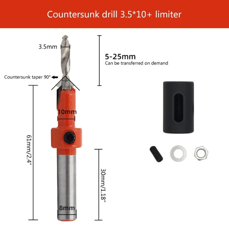 8/10mm Shank Woodworking Step Drill Countersink Router Bit Screw Extractor Dropship