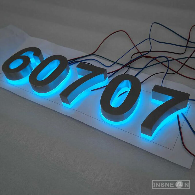 3D Metal Number Plate Stainless Steel Home Sign Outdoor Home Hotel Decor Light Letter Address Number