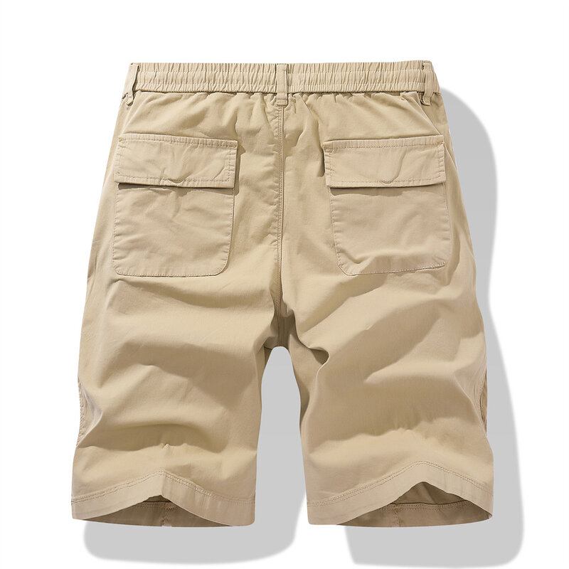 Шорты-карго мужские до колена, Классические летние хлопковые короткие штаны с несколькими карманами, хаки, болотные зеленые