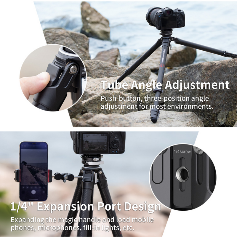 COMAN-Zero Professional Dslr Tripé De Câmera, Fibra De Carbono Leve Tripé De Viagem para Film Making Smartphone, carga máxima 39.6lbs, F38