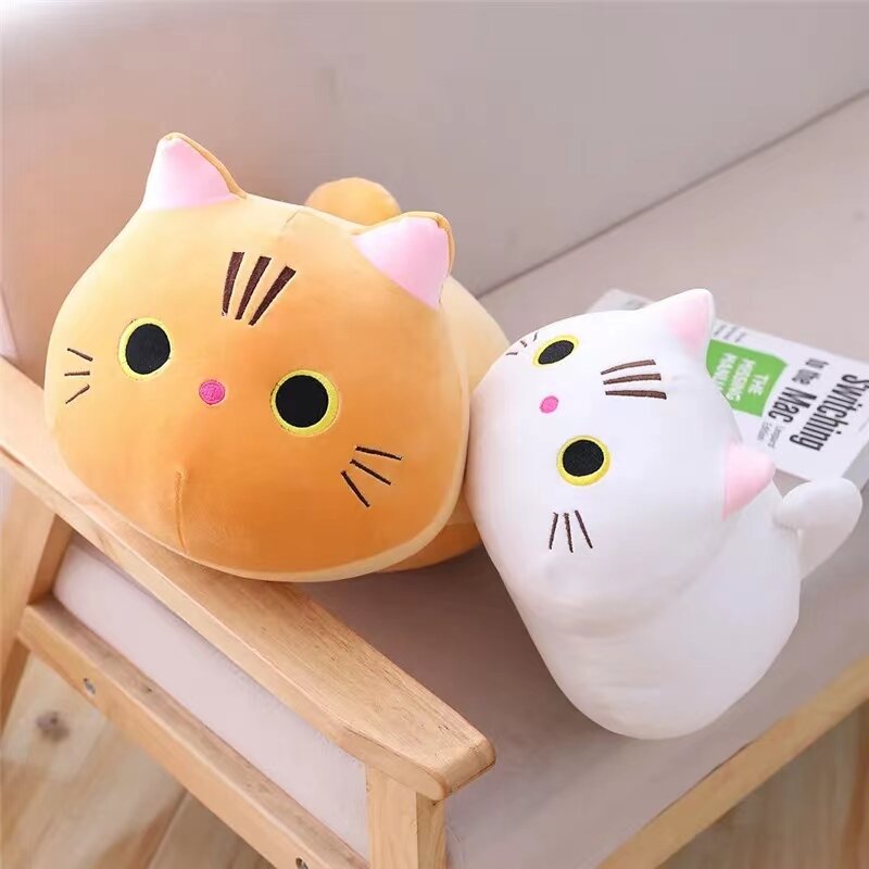 25CM Lovely Cartoon Cat Dolls Stuffed Soft Animal Kitten Plush Pillow Toys Kawaii White Black Cat Gift for Boys Girls