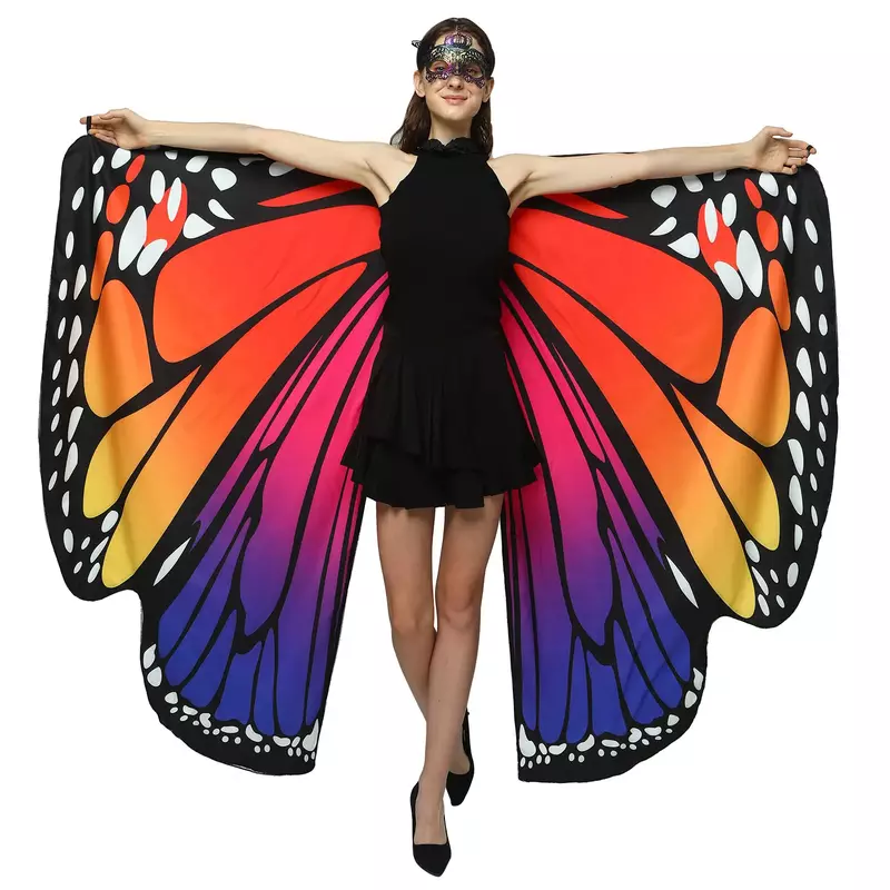양면 프린트 여성 댄스 나비 날개, 할로윈 요정 엘프 코스튬
