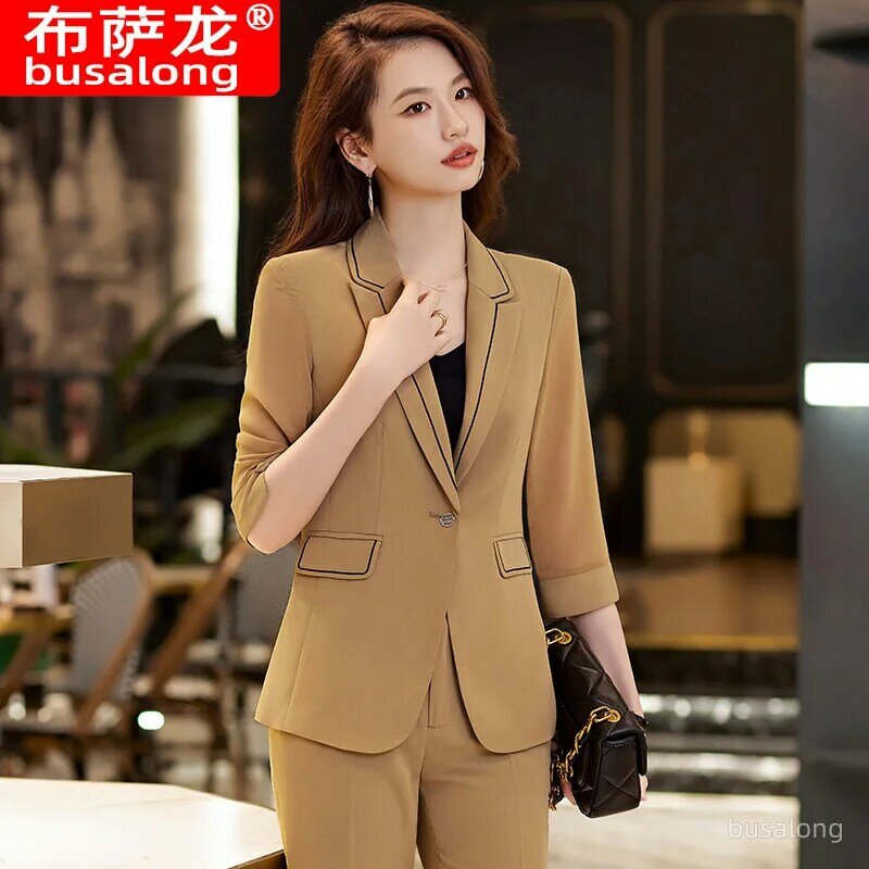 2023 Spring and Summer New Temperament Overall Half Sleeve Business Suit Slim Fit Leggings Fashion Women's Wear Formal Suit Work