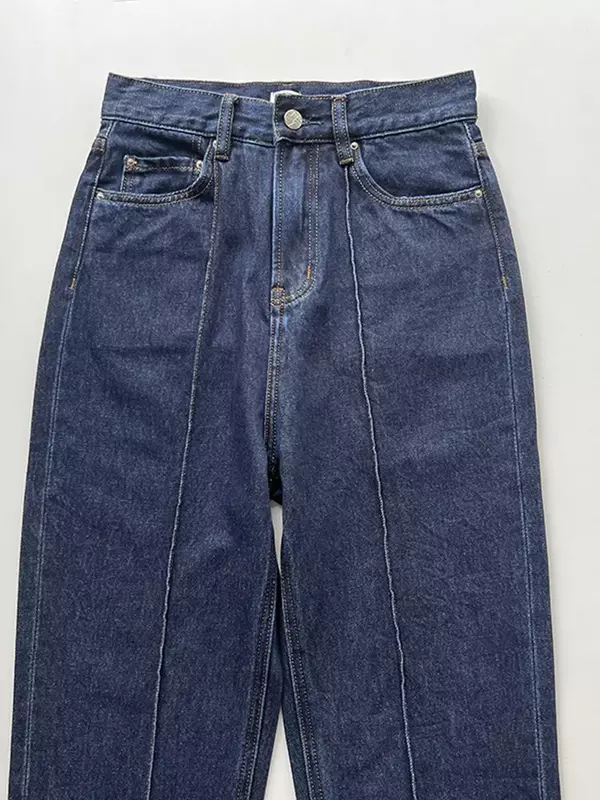 سراويل جينز نسائية عالية الخصر بسحاب ، جينز يناسب جميع الملابس ، قطن ، رأ ، الربيع ، الصيف