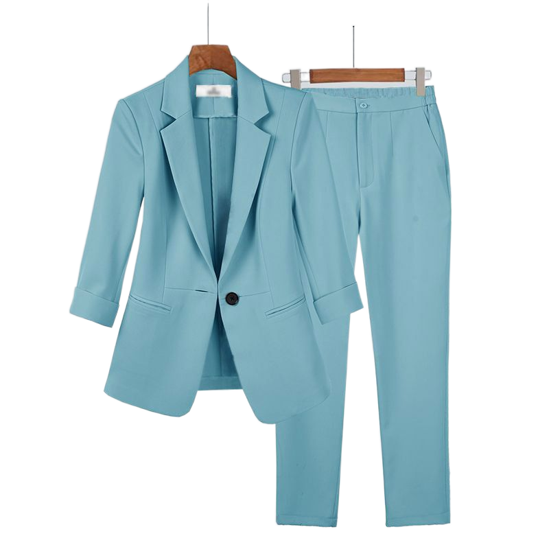 Damski letni cienkie, modne garnitur kurtka spodnie dwuczęściowy 2023 nowy casualowa marynarka pasujący zestaw koreański elegancki profesjonalnego noszenia