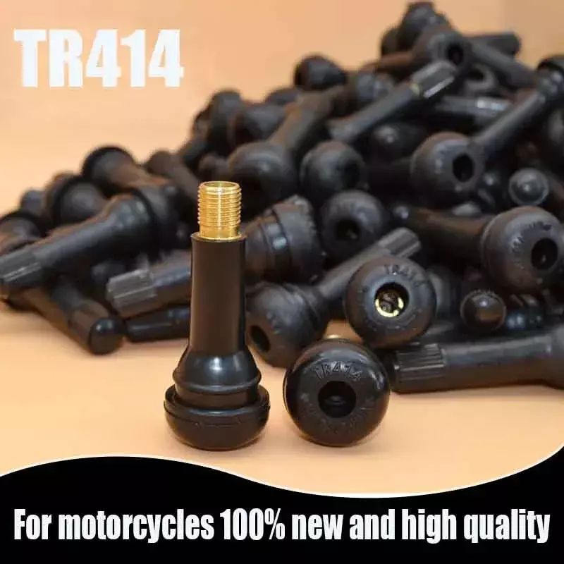 Válvula de neumático sin cámara TR414 Universal, 4/8/16 piezas, vástagos de goma negra, tapas antipolvo, piezas de neumáticos, tapas de válvula