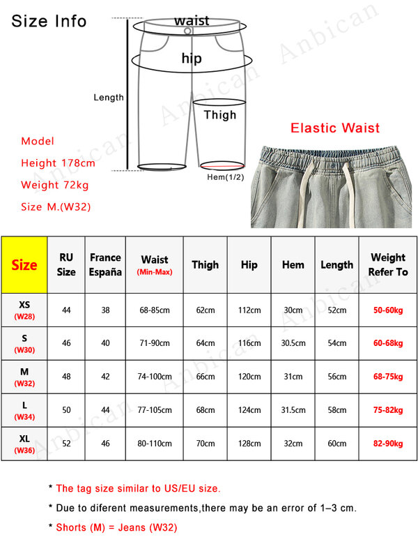 Мужские джинсовые шорты на завязках, повседневные однотонные мешковатые хлопковые шорты в Корейском стиле ретро, лето 2024